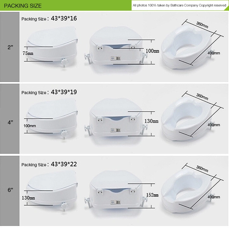 Bathroom Safety 4" Elevated PE Plastic Raised Toilet Seat for Elderly Disable