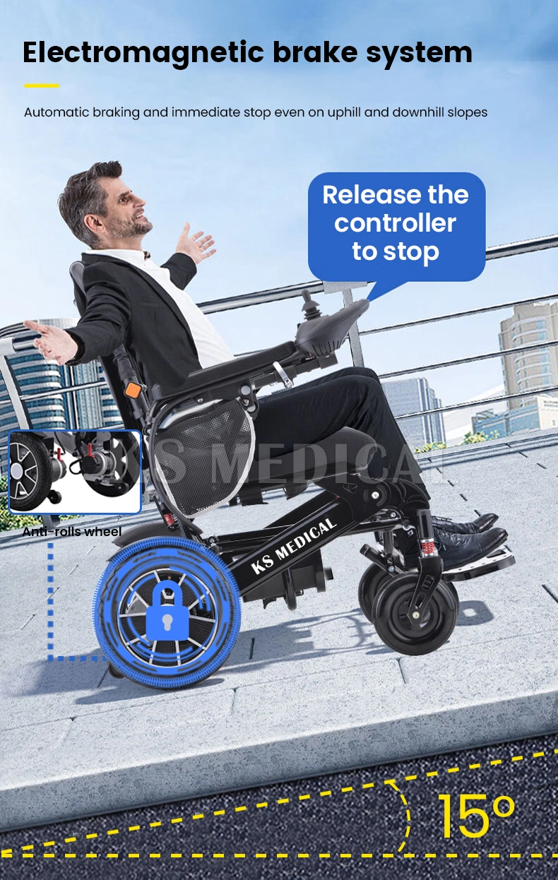 Ksm-606 Height Adjustale All Terrain Foldable Aluminum Electric Power Wheelchair with Cheapest Price Mdr 510K Wheel Chair